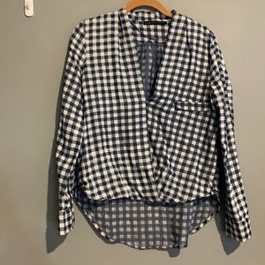 Plaid flannel cross front shirt